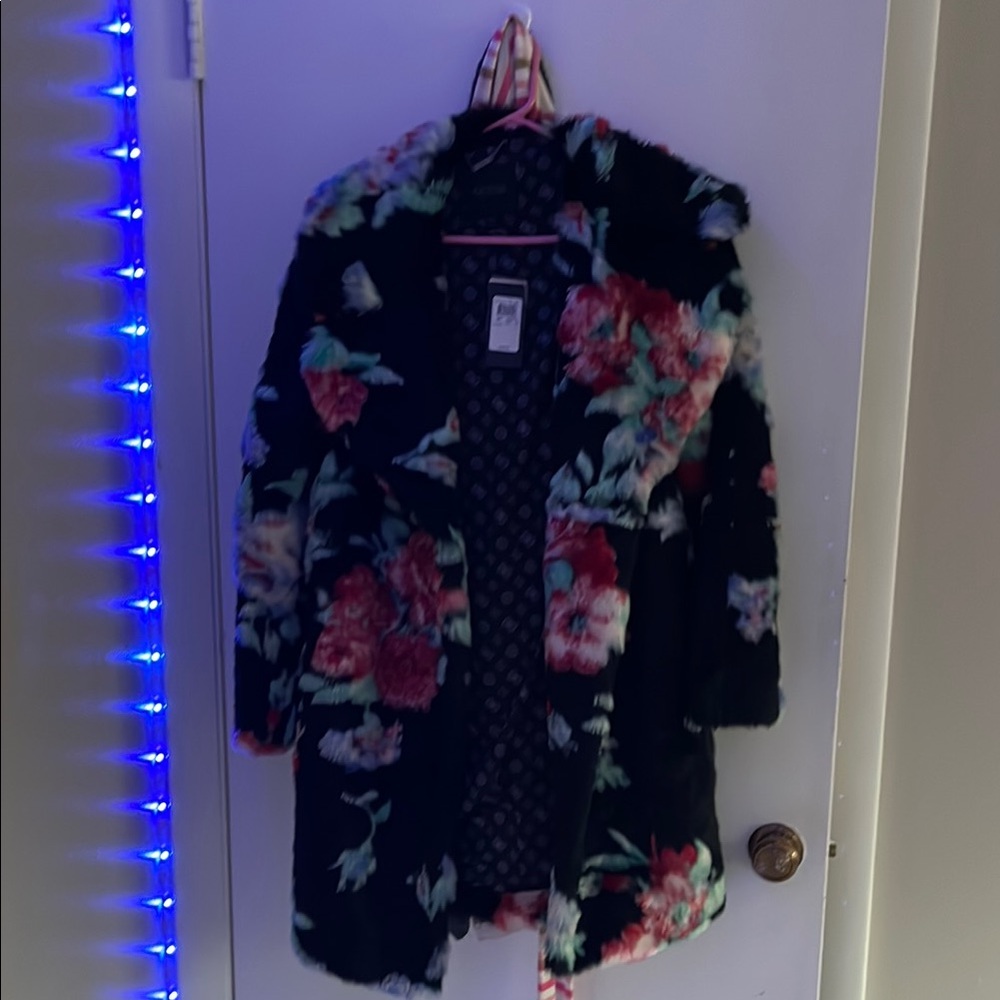 Floral Faux Fur Women's Coat